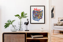 Load image into Gallery viewer, Ohio poster wall art, Ohio Art prints, ohio map print wall decor, ohio wall art, ohio Columbus map
