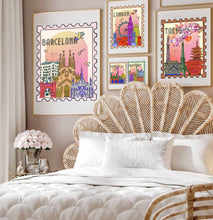 Load image into Gallery viewer, Barcelona Spain Wall Art Print, Barcelona Poster, Spain art Print, Barcelona stamp art print, Spanish Travel Decor, Travelers gift, Affiche