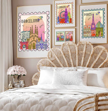 Load image into Gallery viewer, Barcelona Spain Wall Art Print, Barcelona Poster, Spain art Print, Barcelona stamp art print, Spanish Travel Decor, Travelers gift, Affiche
