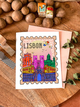 Load image into Gallery viewer, Lisbon greeting card, lisbon postcard, travel postcard greeting card, Lisbon, Portugal gift, Portugal greeting card