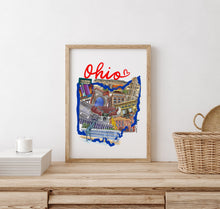 Load image into Gallery viewer, Ohio poster wall art, Ohio Art prints, ohio map print wall decor, ohio wall art, ohio Columbus map
