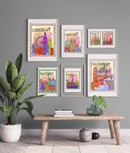 Load image into Gallery viewer, Mexico City Wall Art, Mexico Poster, Mexico City Print, Mexico City stamp art print, Mexican Travel Decor, Travelers gift
