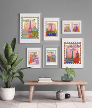 Load image into Gallery viewer, Mexico City Wall Art, Mexico Poster, Mexico City Print, Mexico City stamp art print, Mexican Travel Decor, Travelers gift
