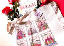 Load image into Gallery viewer, COLUMBUS, LONDON, BARCELONA, PARIS, ROME,AMSTERDAM STAMP TOTE BAG
