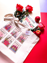 Load image into Gallery viewer, COLUMBUS, LONDON, BARCELONA, PARIS, ROME,AMSTERDAM STAMP TOTE BAG
